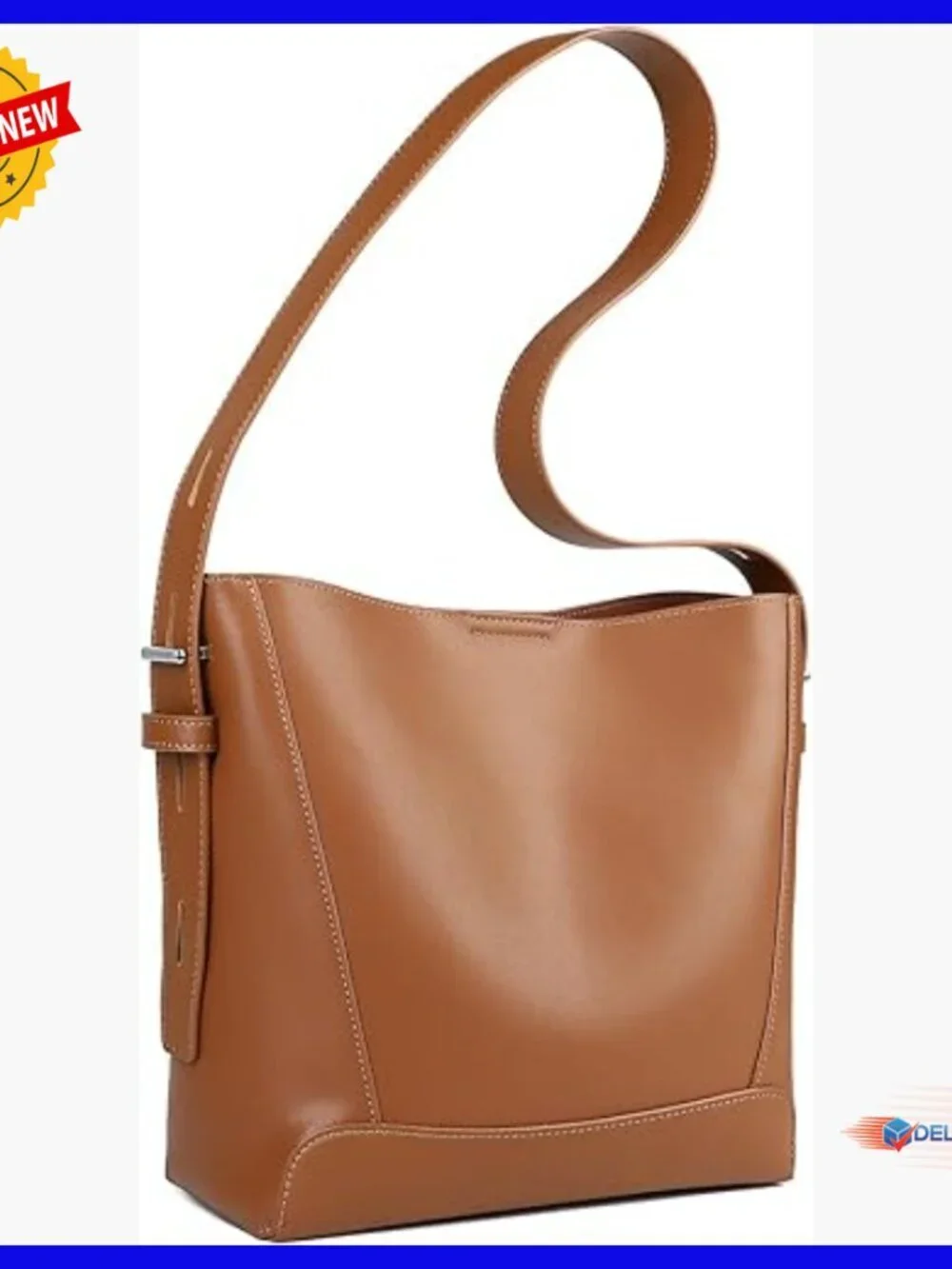Genuine Leather Tote Bag with Adjustable Strap, Spacious Hobo Purse